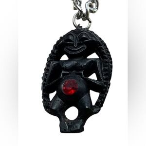 Vintage Hawaiian Tiki Maternity Carved Lava Pregnant Fertility Hapai Necklace